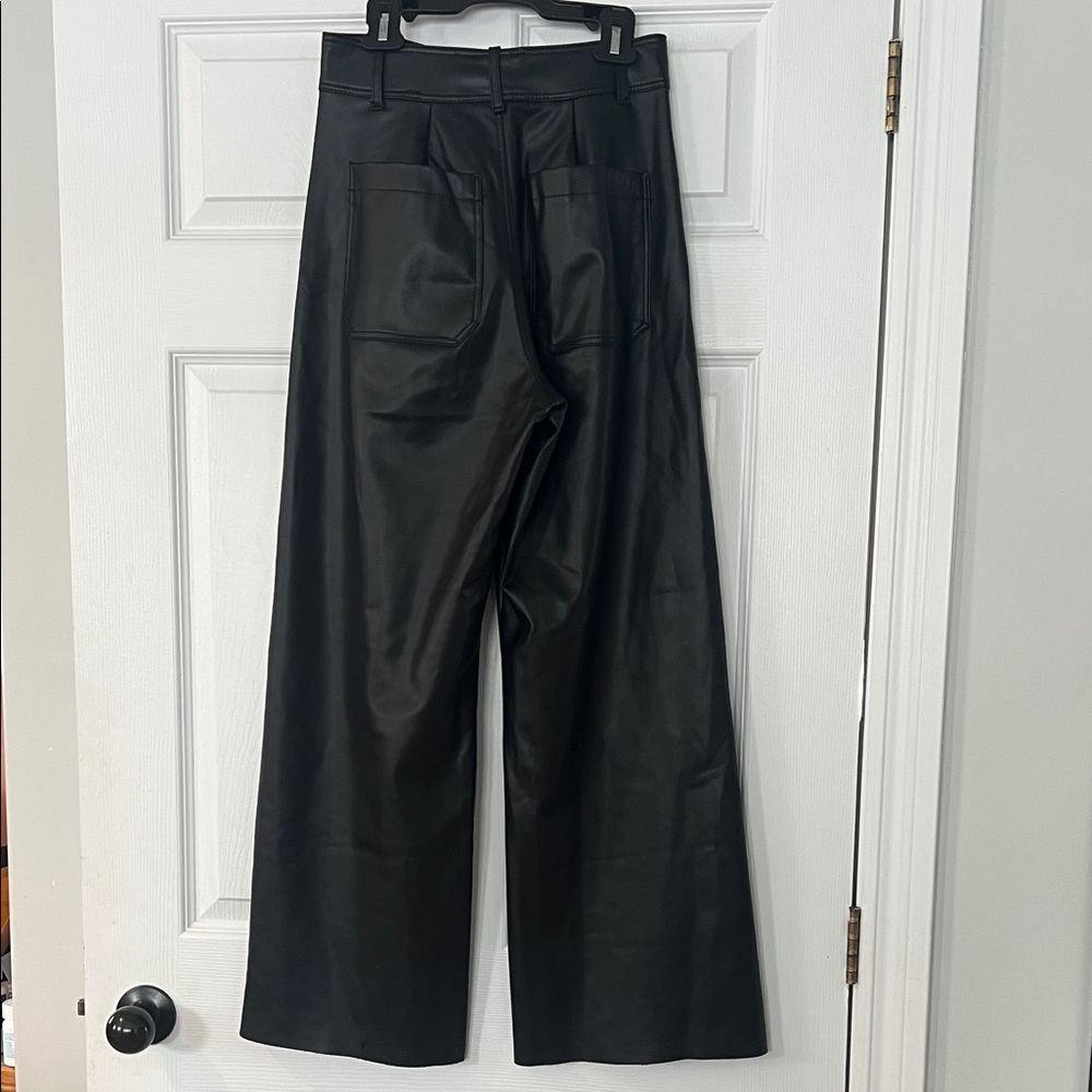 Zara Black Faux Leather Pants - Picture 3 of 3